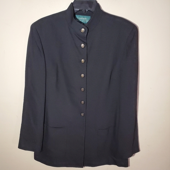 Lauren Ralph Lauren Mandarin Neck Military Style Wool Blazer Size 10 - Picture 9 of 9